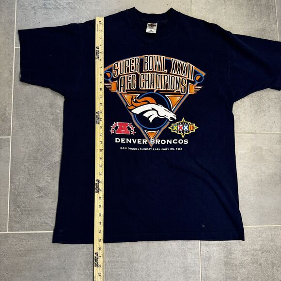 VTG 1998 Denver Broncos Super Bowl XXXII AFC Champions T-Shirt - Size XL - Picture 7 of 10